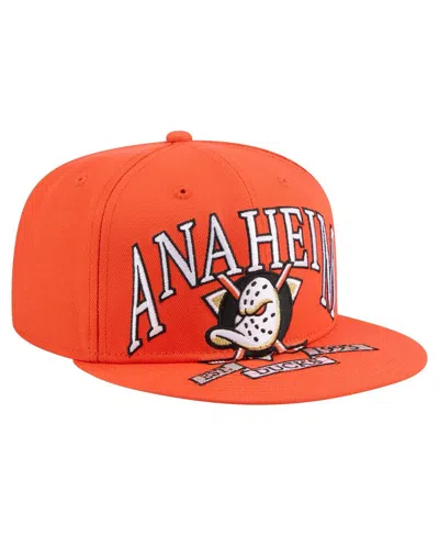 New Era Men's Orange Anaheim Ducks Oversized Arch 59fifty Fitted Hat In Orange