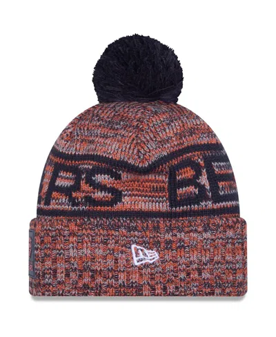 New Era Men's Orange Chicago Bears 2025 Sideline Cold Weather Cuffed Pom With Knit Hat In Pink
