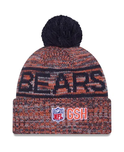 New Era Men's Orange Chicago Bears 2025 Sideline Cold Weather Cuffed Pom With Knit Hat In Pink
