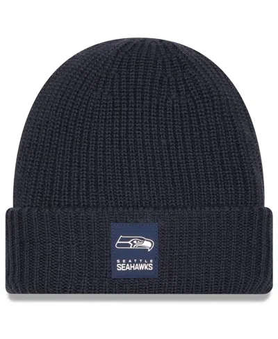 New Era Men's Charcoal Seattle Seahawks 2025 Sideline Cold Weather Cuffed Knit Hat In Black