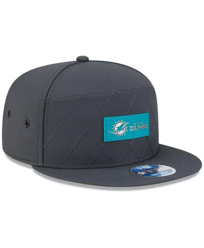 New Era Men's Charcoal Miami Dolphins 2025 Sideline Cold Weather Split Panel 9fifty Snapback Hat In Gray