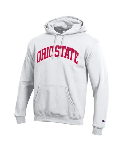 Champion Men's White Ohio State Buckeyes Basic Arch Fleece Pullover Hoodie In White