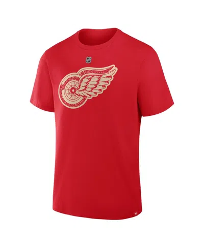 Fanatics Men's Lucas Raymond Red Detroit Red Wings Centennial Authentic Stack Name Number T-shirt In Red
