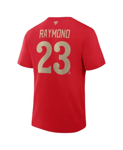 Fanatics Men's Lucas Raymond Red Detroit Red Wings Centennial Authentic Stack Name Number T-shirt In Red