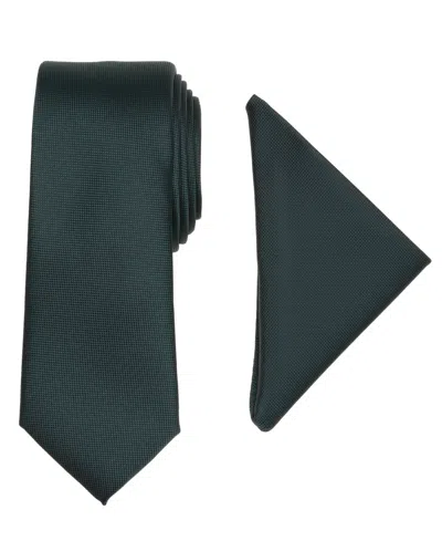 Alfani Men's Modern Textured Tie & Pocket Square Set, Created For Macy's In Black