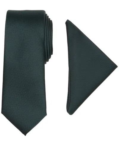 Alfani Men's Modern Textured Tie & Pocket Square Set, Created For Macy's In Black