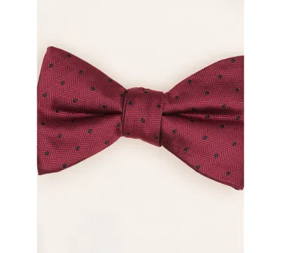 Alfani Men's Geo-pattern Bow Tie & Solid Pocket Square Set, Exclusively At Macy's In Burgundy