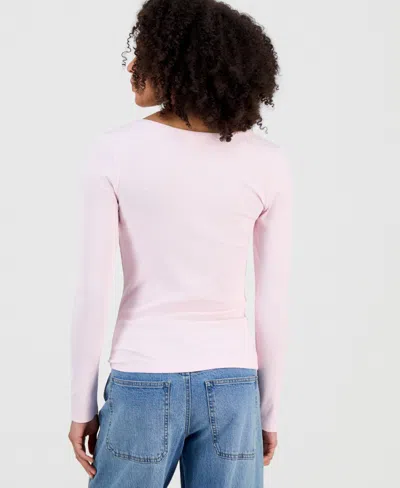 Self Esteem Juniors' Basic Soft Rib Long-sleeve Top In Pink