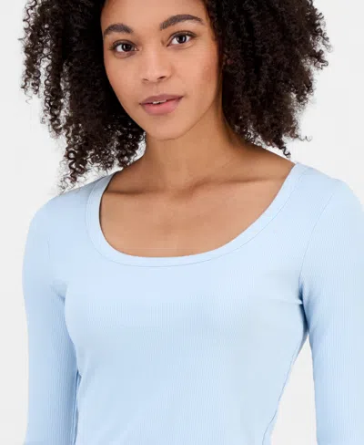 Self Esteem Juniors' Basic Soft Rib Long-sleeve Top In Blue
