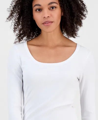 Self Esteem Juniors' Basic Soft Rib Long-sleeve Top In White