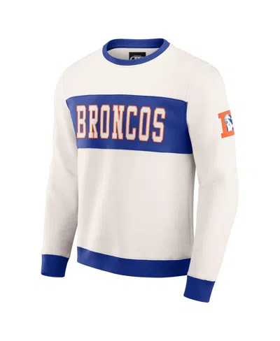 Fanatics Darius Rucker Collection By  Men's Cream Denver Broncos Color Block Crewneck Sweatshirt In White