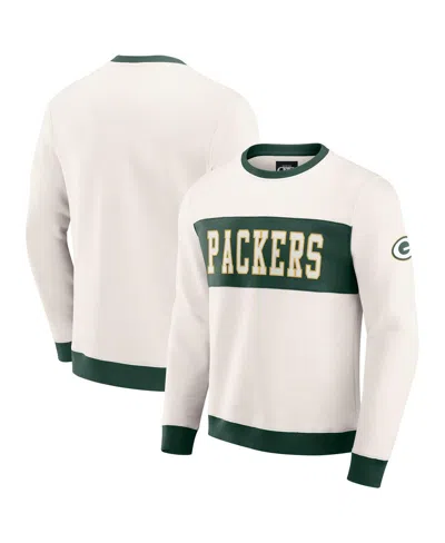 Fanatics Darius Rucker Collection By  Men's Cream Green Bay Packers Color Block Crewneck Sweatshirt In White
