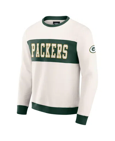 Fanatics Darius Rucker Collection By  Men's Cream Green Bay Packers Color Block Crewneck Sweatshirt In White