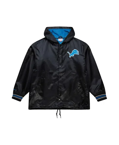 Mitchell & Ness Men's Black Detroit Lions Downtown Satin Full-snap Jacket In Black