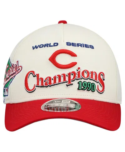 New Era Men's Cream/red Cincinnati Reds World Series 9forty M-crown Adjustable Hat In White