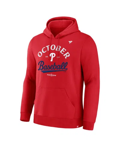 Fanatics Men's Red Philadelphia Phillies 2025 Mlb Postseason Locker Room Hoodie In Red