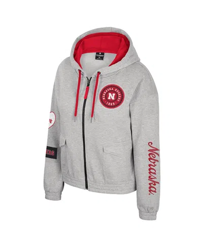 Colosseum Women's Gray Nebraska Huskers Alfie Full-zip Hoodie Jacket In Gray