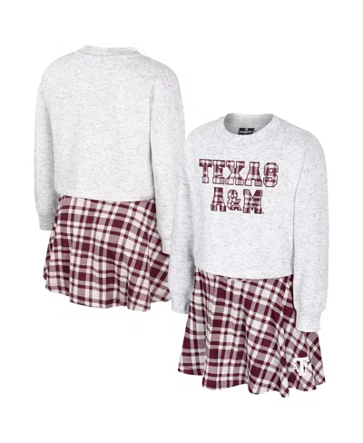 Colosseum Big Girls 2-piece Gray Texas A&m Aggies Marceline Plaid Skirt And Top Set In Multi