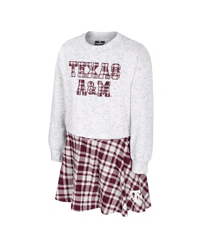 Colosseum Big Girls 2-piece Gray Texas A&m Aggies Marceline Plaid Skirt And Top Set In Multi