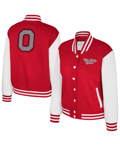 Colosseum Women's Scarlet Ohio State Buckeyes French Baguette Full Snap Fleece Jacket In Red