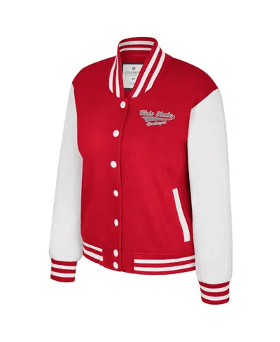 Colosseum Women's Scarlet Ohio State Buckeyes French Baguette Full Snap Fleece Jacket In Red