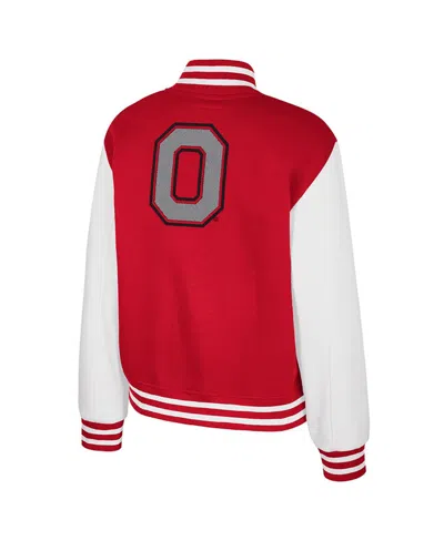 Colosseum Women's Scarlet Ohio State Buckeyes French Baguette Full Snap Fleece Jacket In Red