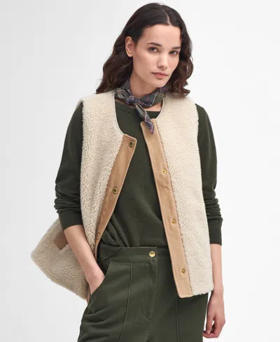 Barbour Dulsie Faux Fur Liner Vest In Neutral