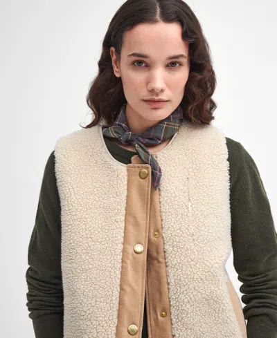 Barbour Dulsie Faux Fur Liner Vest In Neutral