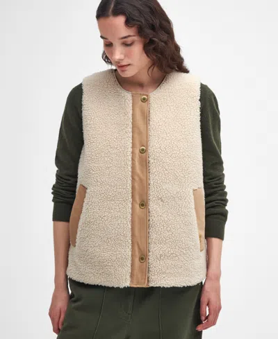 Barbour Dulsie Faux Fur Liner Vest In Neutral