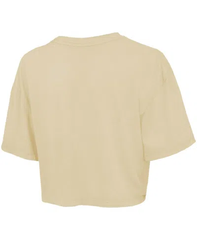 Majestic Women's Aaron Judge Cream New York Yankees Boxy Crop Top In Neutral