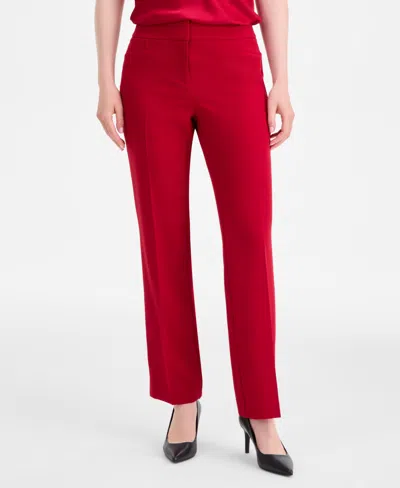 Kasper Plus Size Straight-leg Pants In Red