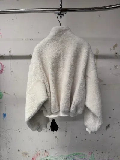 Balenciaga Cropped Shearling Jacket In Gray