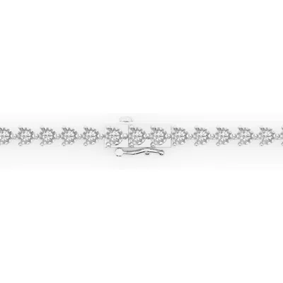 Brilliant Diamond 3 Carat Round Lab Grown Diamond Tennis Bracelet In 14k White Gold In Metallic