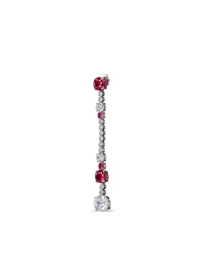 Anabela Chan 18k White Gold Garden & Time Morse Code Ruby And Diamond Earrings In Metallic