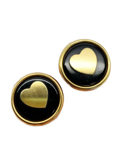 Pre-owned Jennifer Gibson Jewellery 1980s Heart Earrings In Gold