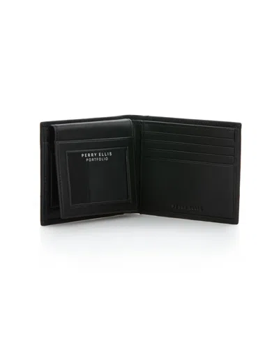 Perry Ellis Portfolio Men's Leather Passcase Wallet In Black