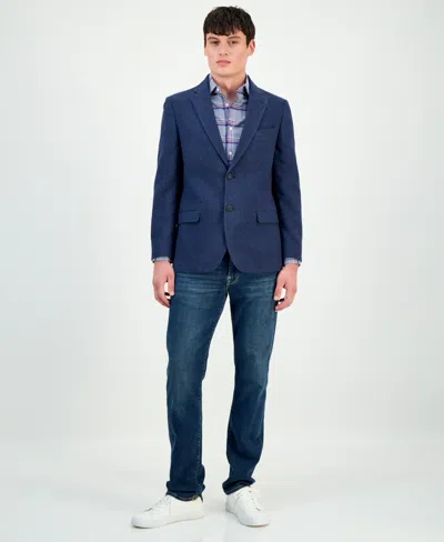 Nautica Men's Modern-fit Wine Window Tweed Sport Coat In Blue