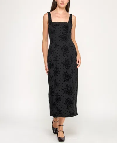 Row A Women's Sleeveless Flocked Dress In Black