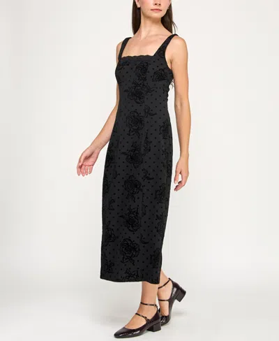 Row A Women's Sleeveless Flocked Dress In Black