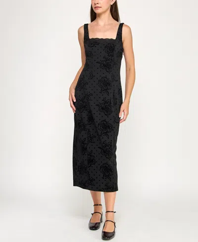 Row A Women's Sleeveless Flocked Dress In Black