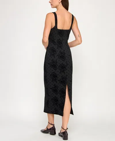 Row A Women's Sleeveless Flocked Dress In Black