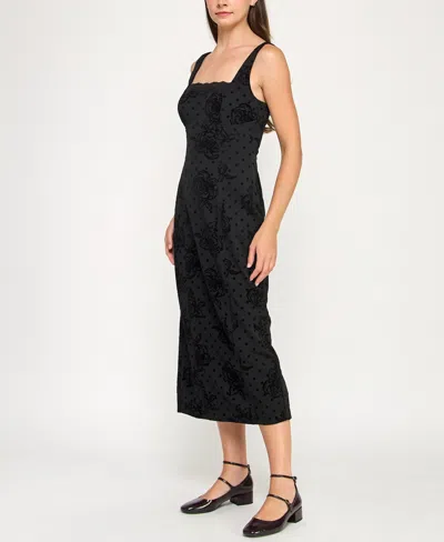 Row A Women's Sleeveless Flocked Dress In Black