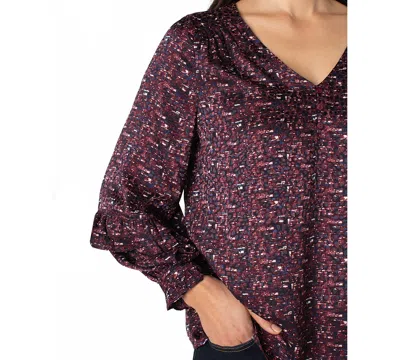 Liverpool Los Angeles Ruffle Balloon Sleeve Jacquard Top In Multi