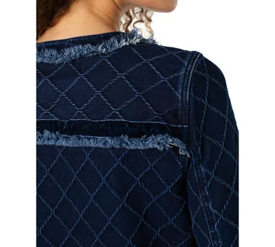 Liverpool Los Angeles Frayed Edge Velvet Trim Jacket In Blue