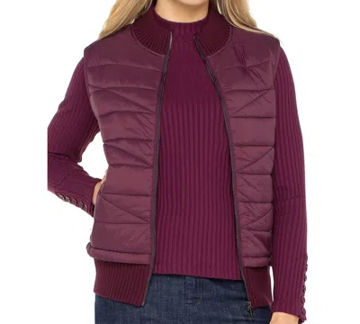 Liverpool Los Angeles Women's Quilted Zip-front Sweater Vest In Pink