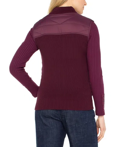 Liverpool Los Angeles Women's Quilted Zip-front Sweater Vest In Pink