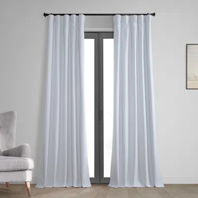 Half Price Drapes White Thermal Cross Linen Weave Blackout Curtain In White