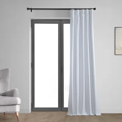 Half Price Drapes White Thermal Cross Linen Weave Blackout Curtain In White