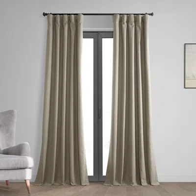 Half Price Drapes Warm Taupe Thermal Cross Linen Weave Blackout Curtain In Brown