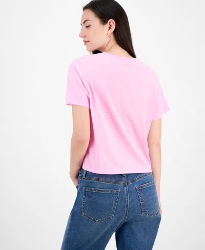 Stitch Juniors' Halloween Graphic-print Tee In Pink